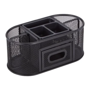 Metal Mesh Desktop Organizer, 8 Compartments, Black