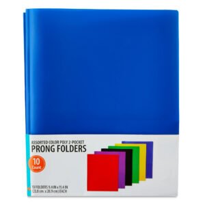 Poly Prong Folders, 10 Pack, Assorted Colors